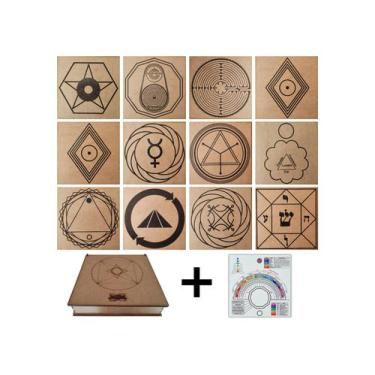 Imagem de Kit Caixa + 12 Principais Gráficos Radiestesia do Grupo 4 MDF Cru 20x2