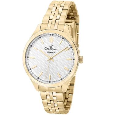 Imagem de Relógio feminino dourado pulseira aço champion cn27527h