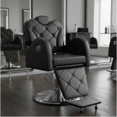 Imagem de Poltrona Cadeira Maquiagem Amanhecer - BM Móveis, Preto Acetinado