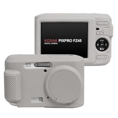 Imagem de Easy Hood Capa para Kodak PIXPRO FZ45, capa de câmera de silicone macio com capa de lente removível, capa protetora leve, ajuste personalizado para câmera FZ45 (cinza claro)