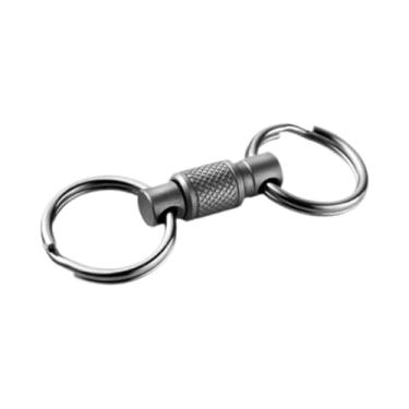 Imagem de simhoa Chaveiro de liberação rápida para homens, clipe de chaveiro, removível, de liberação rápida com 2 argolas divididas para o dia a dia, Cinza