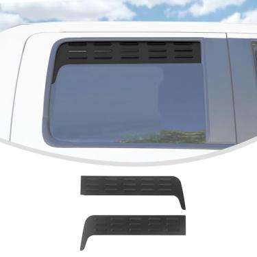 Imagem de Linskip Persianas de ventilação de janela traseira de alumínio compatíveis com Ford F150 e F150 SVT Raptor 2009-2014, defletores de chuva com persianas para janelas de porta traseira, acessórios