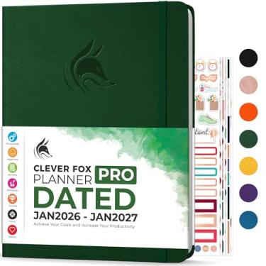 Imagem de Clever Fox Planner PRO datado (janeiro de 2023 a janeiro de 2024) Planejador de vida semanal e mensal para aumentar a produtividade, gerenciamento de tempo e atingir seus objetivos – Organizador, diário de gratidão – 21,5 x 28 cm – Verde floresta