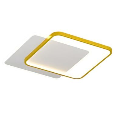 Imagem de Luminaria Plafon Sobrepor Minimalista Quadrado 2aneis Dourado