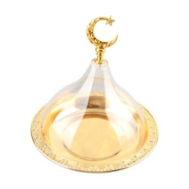 Imagem de RiToEasysports Prato de Servir Com Cúpula de Aço Inoxidável Em Relevo Dourado Elegante para Festa, café, Salada, Sobremesa, Pratos de café, Natal, Presente de Ano Novo
