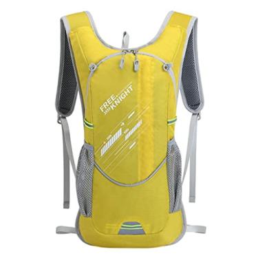 Imagem de Luzhengyang Mochila de bicicleta com peso 7L | Pacote de hidratação dobrável | Mochila de ciclismo | Mochila reflexiva para corrida | Homens e mulheres - Amarelo