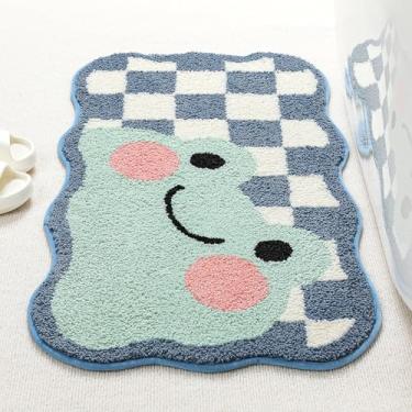 Imagem de Tapete de banho fofo sapo, tapete de banho absorvente extramacio, tapete de banheiro confortável antiderrapante, tapete para banheira, chuveiro, banheiro, lavar à máquina, secar na máquina, 40,6 cm x