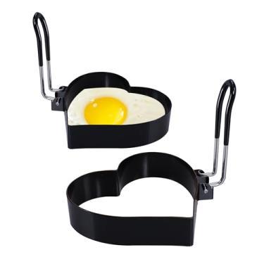 Imagem de 2 peças de funis de anel de ovo de 8 cm - moldes de aço inoxidável para cozinhar ovos de café da manhã para fritar ovos, panquecas, serve para frigideira antiaderente, chapa - Mini utensílios de