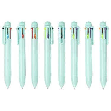 Imagem de PATIKIL Canetas de transporte retráteis com clipe de fivela, 8 peças, 1,0 mm, 6 cores, canetas esferográficas retráteis, chaveiro para material de escritório, presente infantil, verde claro
