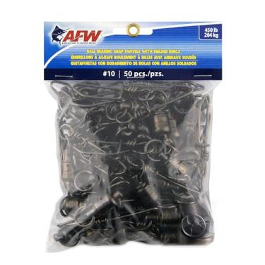 Imagem de AFW Rolamento de esferas de latão sólido giratório com anéis soldados duplos, tamanho nº 10, teste de 204 kg, preto metálico, 50 peças