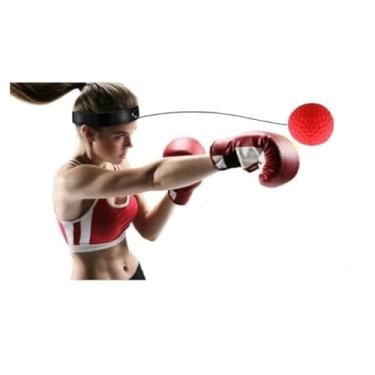 Imagem de Bola de Boxe com Faixa de Cabeça, Vermelha e Preta, Material em Borracha, para Treinamento de Velocidade em Boxe e Muay Thai