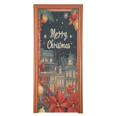 Imagem de Wassud Casas de Natal e Decorações Capa de Porta Decoração de Natal Exterior Banner Interior Decoração de Casa Grande Decoração de Porta da Frente 91 cm x 248 cm