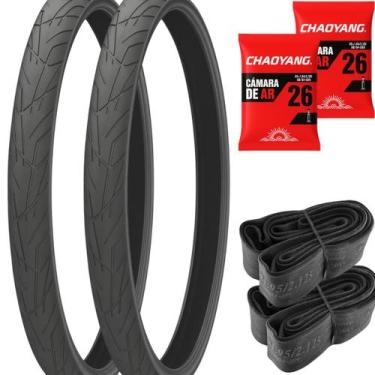 Imagem de 2 Pneu Levorin Praeiro Liso Aro26 X 1.95 Com Câmara Inclusa