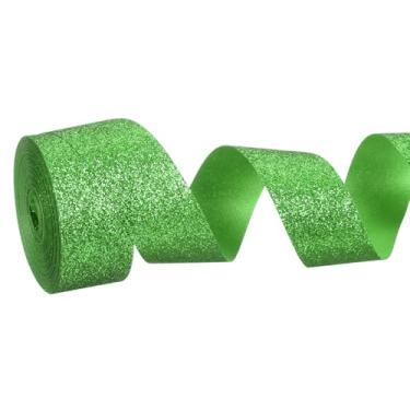 Imagem de PATIKIL Rolo de fita de glitter metálico, rolos de tecido de embrulho de presente de borda única para artesanato, buquê de casamento, festa de casamento, decoração de Natal, verde