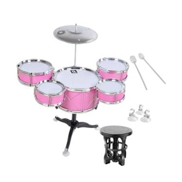 Imagem de MERIGLARE Bateria de Jazz Infantil Portátil - Instrumento de Percussão - Brinquedo Musical para Meninos e Meninas, Rosa