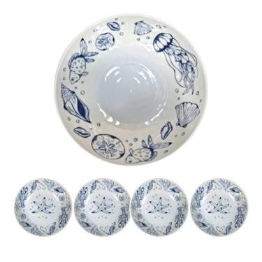 Imagem de Bowls Tigelas De Melamina 4 Peças Plástico Resistente Mare 1 Saladeira Salada Sobremesa Doce