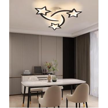 Imagem de Luminárias de teto LED modernas para quartos, lustre de teto preto com intensidade regulável e controle remoto, luminárias de embutir brancas, próximas ao teto, para estudos e escritórios (p