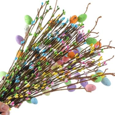 Imagem de Juinte 72 palhetas artificiais de frutas silvestres de ovos de Páscoa para artesanato, guirlanda artificial de frutas silvestres e hastes de ovos, para decoração de casa