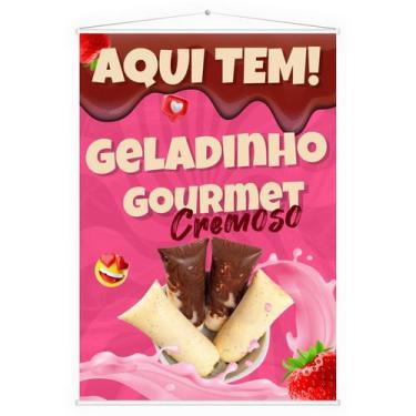 Imagem de Banner Faixa Lona Geladinho Chup Chup Gourmet Cremoso 100x70 - DC Mult