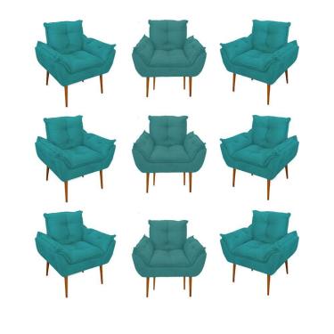 Imagem de Kit 09 Cadeiras Poltronas Opala Clinica Salão Balaqui Decor Cor:azul Turquesa