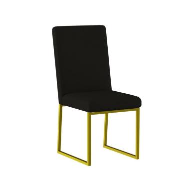 Imagem de Cadeira Para Mesa Jantar Com Base De Ferro Dourado - Balaqui Preto