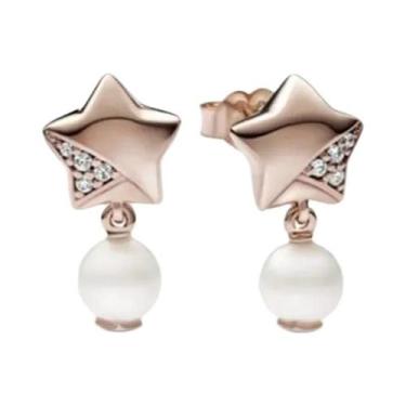 Imagem de Brincos De Coração Em Ouro Rosa Com Floco De Neve, Joias De Prata Este