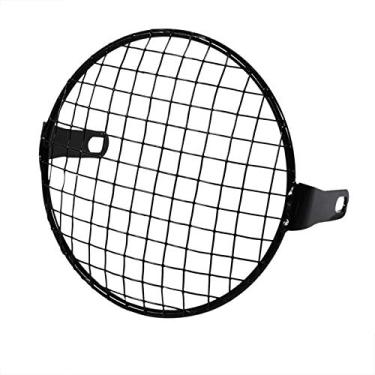 Imagem de Qiilu Protetor de farol de malha de 20,32 cm, 16 cm, suporte lateral para churrasqueira de motocicleta, capa de lâmpada de farol de motocicleta Cafe Racer 15,24 cm
