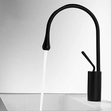 Imagem de Torneira de bacia de alavanca única 360 rotação bico misturador de bronze torneira para cozinha ou banheiro bacia de água pia misturador, preto, curto, china