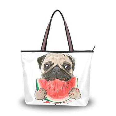 Imagem de Bolsa de ombro My Daily feminina Pug Dog Watermelon, Multi, Large
