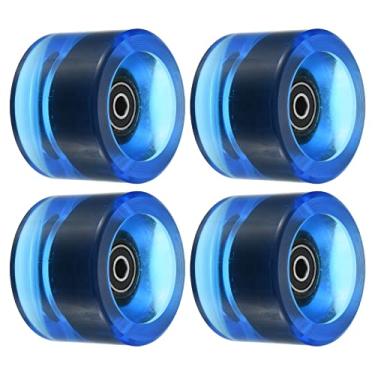 Imagem de PATIKIL Rodas Longboard 78A de 70 mm com rolamentos ABEC-9 pretos, pacote com 4 rodas macias Cruiser rodas de rua para skates, rodas de skate PU, azul claro