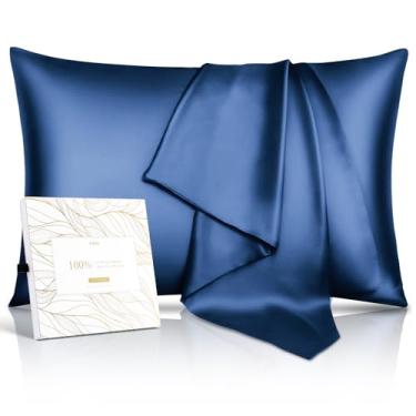 Imagem de Fronha de seda 100% amoreira pura para cabelo e pele - 22 fibras de Momme 6A - antienvelhecimento, vincos anti-sono, fronhas de cetim refrescantes com zíper oculto, melhor ideia de