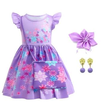 Imagem de Sgehen Fantasia para meninas fantasia de princesa cosplay festa chique com acessórios roxo 3T