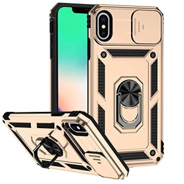 Imagem de Hitaoyou iPhone Xs Max Case with Lens Protection, iPhone Xs Max Case with Camera Cover & Kickstand Military Grade Shockproof Heavy Duty Protective Magnetic Case for iPhone Xs Max 6.5 inch Gold