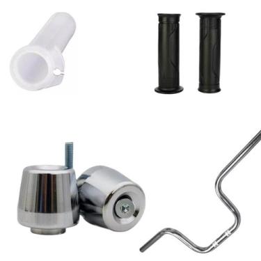Imagem de Kit Guidão 125 Factor 2001 2015 Peso Manopla Roldana Cromado Pilotagem