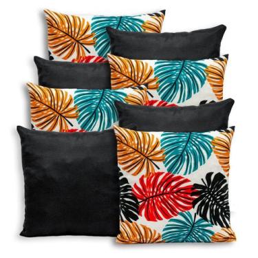 Imagem de Kit 8 Capas de Almofada Lisa e Estampada com Zíper Gorgurinho 40x40cm 