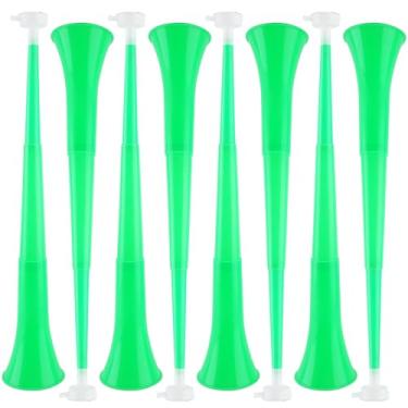 Imagem de Cagemoga 8 Pack 24 Inch Collapsible Vuvuzela Stadium Horn Plastic Cheering Blow Horn Trumpets Noisemakers for School Sports Events Sports Party Supplies (Green)