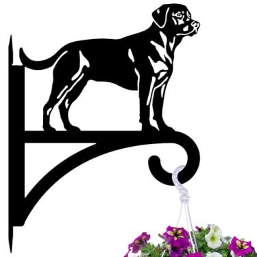 Imagem de peacoblue Ganchos de ferro para pendurar plantas internas ao ar livre, vasos de samambaias, lanterna, alimentador de pássaros, sinos de vento, 30,5 x 40,6 cm, suporte de parede de metal resistente ao