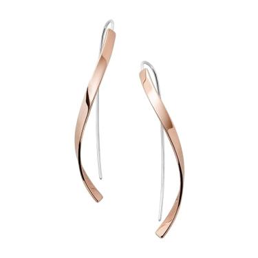 Imagem de Skagen Brincos femininos de aço inoxidável dourados, Standard, Metal,