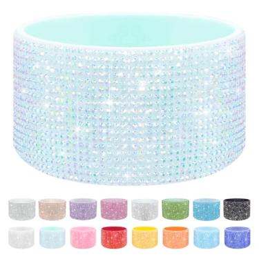 Imagem de WORBSS Bota de silicone com glitter diamante para copo Stanley Cup 1,134 g e simples moderno 850.5-1,134 g Trek Tumbler acessórios para garrafas de água com base cilíndrica trapezoidal de 7 a 7,4 cm