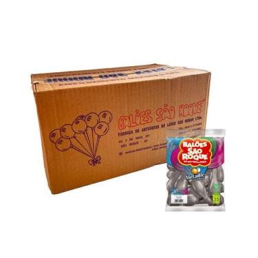 Imagem de Balão de Festa Látex Metallic 11'' - Prateado - Caixa com 25 pacotes -