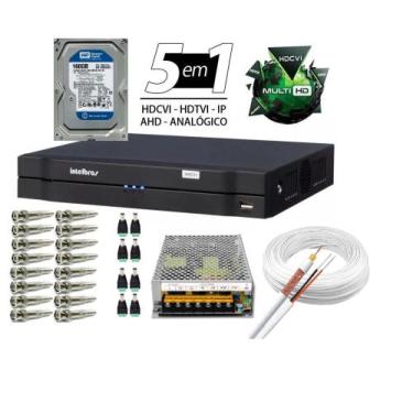 Imagem de Kit Dvr 8 Canais Intelbras Full Hd + Cabo + fonte + Conectores C/Hd 16