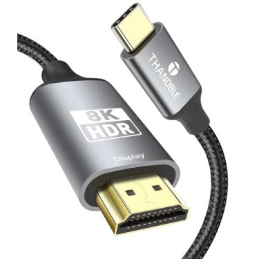 Imagem de THANDBLE Cabo USB C para HDMI 2.1 de 1,8 m, suporta 8K @60Hz e 4K 120Hz, HDR dinâmico, Thunderbolt 3/4/5, porta USB 4, cabo tipo C para HDMI para MacBook Pro/Air, XPS, ThinkPad, iPhone 15/16 Series