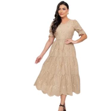 Imagem de Vestido Feminino Max Mídi Em Lese Decote V - Plena Persona, Azul, G