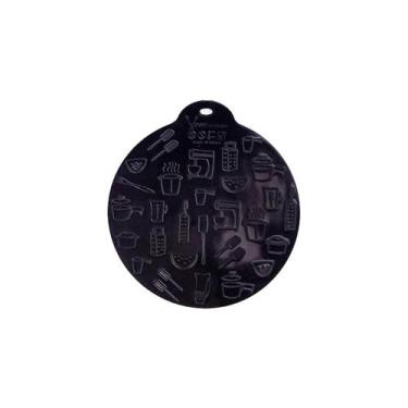 Imagem de Almofada Descanso de Silicone Preta 15cm Para Fogão De Indução Magnéti