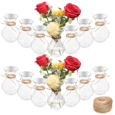 Imagem de TANEMUDO 14 peças de vasos pequenos de plástico para centros de mesa de 14,5 cm, pequenos recipientes de propagação de plantas, vasos de botão de plástico para cultivo de jacinto e abacate para