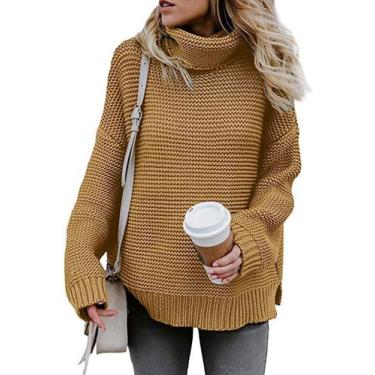 Imagem de Inverno Feminino Engrossar Gola Alta Camisola De Malha Quente Casual S