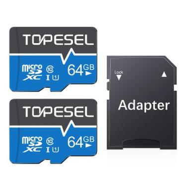 Imagem de Cartão Micro SD TOPESEL 64GB UHS-I Classe 10, pacote com 2