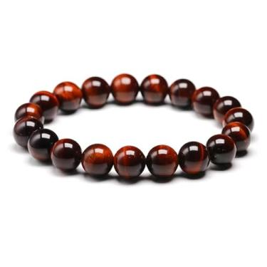Imagem de Pulseira de contas de pedra natural de 6/8/10 mm com olho de tigre vermelho, pulseira de contas de Buda masculina para mulheres, ioga, feita à mão/55