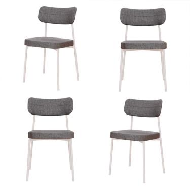 Imagem de Conjunto com 4 Cadeiras Mona Polipropileno Cinza e Branco
