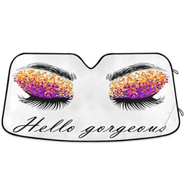 Imagem de Protetor solar feminino Oarencol para cílios e para-brisas para carro, proteção solar com raios UV dobrável para manter o seu veículo fresco (55" x 27,6")Oarencol 55x27.6 inch g55352437p504c539s1091